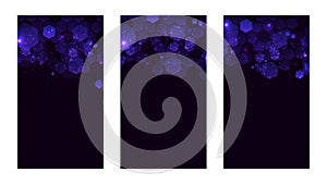 Set of dark background with hexagons for mobile app. Modern dark abstract vector texture. Hexagon pattern. Gradient web