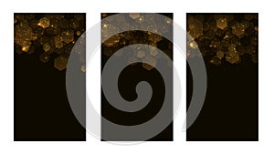 Set of dark background with hexagons for mobile app. Modern dark abstract vector texture. Hexagon pattern. Gradient web
