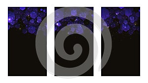 Set of dark background with hexagons for mobile app. Modern dark abstract vector texture. Hexagon pattern. Gradient web