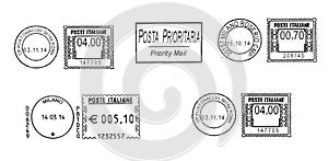 Set of dark italian postmarks