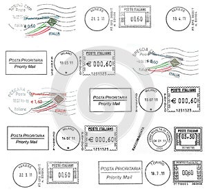 Set of dark italian postmarks