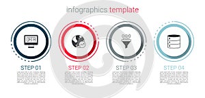 Set Data analysis, Financial growth, Binary code and Server. Business infographic template. Vector