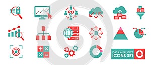 Set of Data analytics icons. Data analytics icon set.