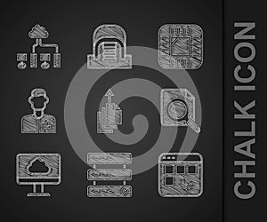 Set Data export, Server, Data, Web Hosting, Loading data window, Search concept with folder, Cloud technology transfer