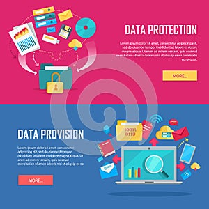 Set of Data Protection and Provision Web Banner photo