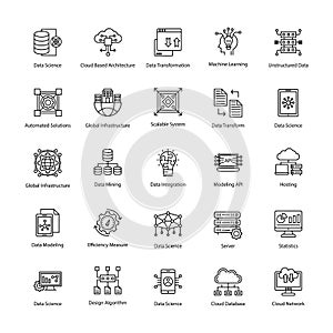 Set of Data Science Line Vector Icons