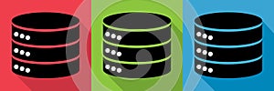 Set of Database storage icon, internet network server cloud data symbol, connection system vector illustration