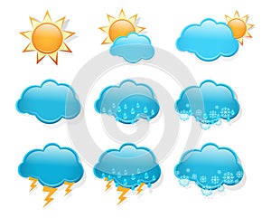 Set of day weather forecast icons