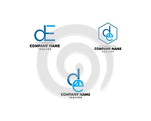 Set of DE initial letter logo design template vector