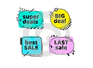 Set of Deal Sale Banners with Abstract Mamphis Geometric object for Total Sale discount. Web special offer