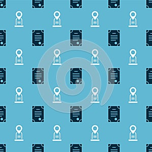 Set Death certificate and Location grave on seamless pattern. Vector