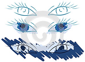 Set of Decorated eyes in different styles