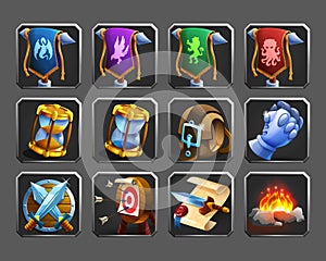 Set of decoration icons for games.