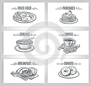Set of decorative banners breakfast