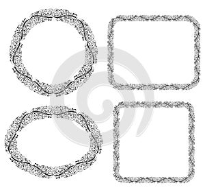 Set of decorative borders from abstract vintage ornamental design elements