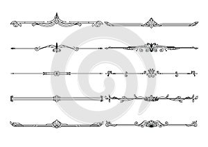 Set of decorative borders and page rules frames vector.