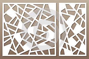 Set decorative card for cutting. Abstract lines pattern. Laser c