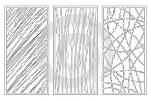 Set decorative card for cutting. Drop line pattern. Laser cut panel. Ratio 1:2. Vector illustration