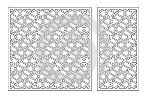 Set decorative card for cutting. Line Arab pattern. Laser cut. Ratio 1:1, 1:2. Vector illustration