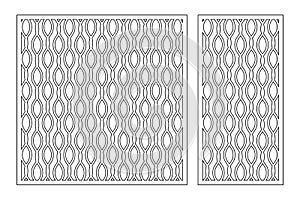 Set decorative cards for cutting. Line wave pattern. Laser cut. Ratio 1:1, 1:2. Vector illustration