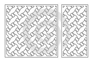 Set decorative card for cutting. Linear geometric celtic weaving pattern. Laser cut. Ratio 1:1, 1:2. Vector illustration