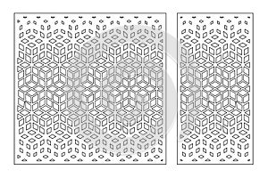 Set decorative card for cutting. Recurring Artistic  Arab mosaic pattern. Laser cut