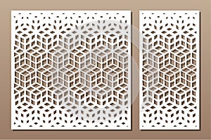 Set decorative card for cutting. Recurring Artistic  Arab mosaic pattern. Laser cut