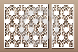 Set decorative card for cutting. Recurring Artistic  Arab mosaic pattern. Laser cut