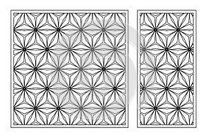 Set decorative card for cutting. Recurring Artistic Arab Mosaic pattern. Laser cut. Ratio 1:1, 1:2. Vector illustration