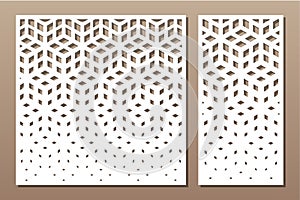 Set decorative card for cutting. Recurring Artistic  Arab mosaic pattern. Laser cut