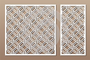 Set decorative card for cutting. Round, Celtic pattern. Laser cut. Ratio 1:1, 1:2. Vector illustration