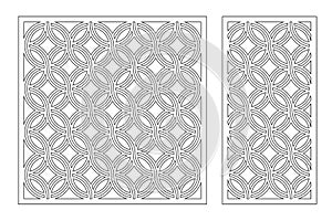 Set decorative card for cutting. Square, Scotland cage pattern. Laser cut. Ratio 1:1, 1:2. Vector illustration