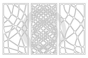 Set decorative card for cutting. Wave linear pattern. Laser cut panel. Ratio 1:2. Vector illustration