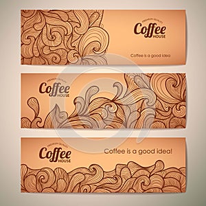 Set of decorative coffee banners