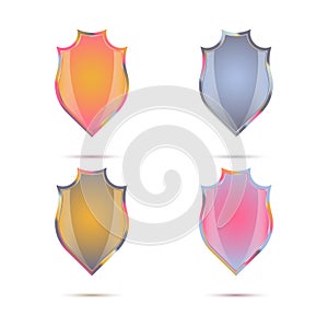 A set of decorative colored shields in vintage style