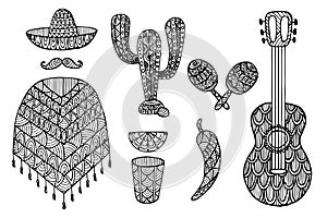 Set of decorative elements Mexico