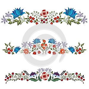 Set of decorative floral borders