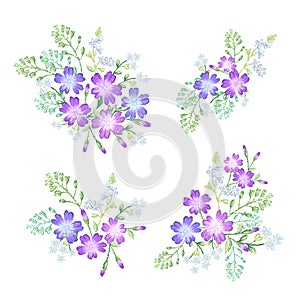 Set of decorative floral compositions.