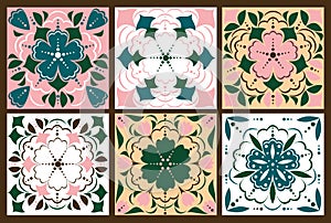 Set of decorative floral patterns