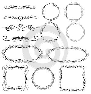 Set of decorative frames, borders, dividers