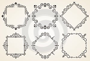 Set of decorative frames vector illustration. Elegant luxury vintage calligraphy frame. Template for greeting card