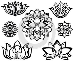 Set of decorative lotuses