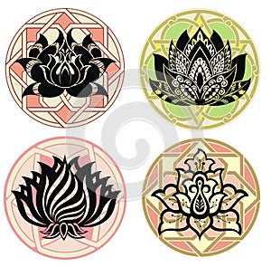 Set of decorative lotuses