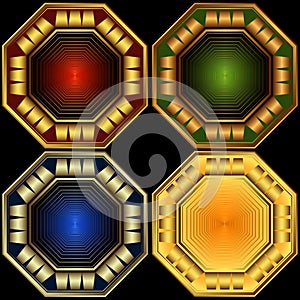 Set decorative octagonal frames photo