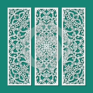 Set of decorative panels with a carved pattern.