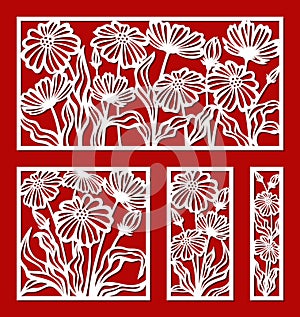 Set of decorative panels with a floral pattern.