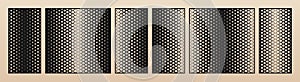 Set of decorative panels for laser cutting. Vector halftone mesh patterns