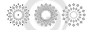 Set of Decorative Radial Patterns. Abstract Design Elements
