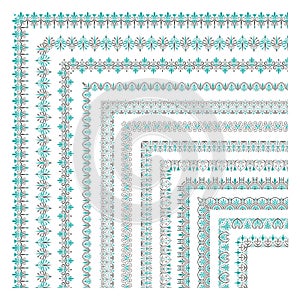 Set of decorative seamless ornamental border