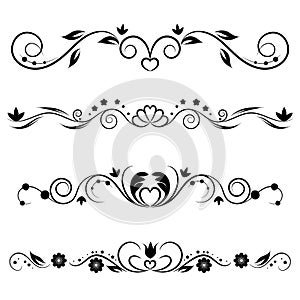 Set of decorative swirls elements, dividers, page decors. photo